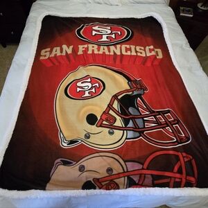 NOS NFL GRIDIRON FLEECE WITH SHERPA TRIM BLANKET SAN FRANCISCO 49ERS SGA JULY 12